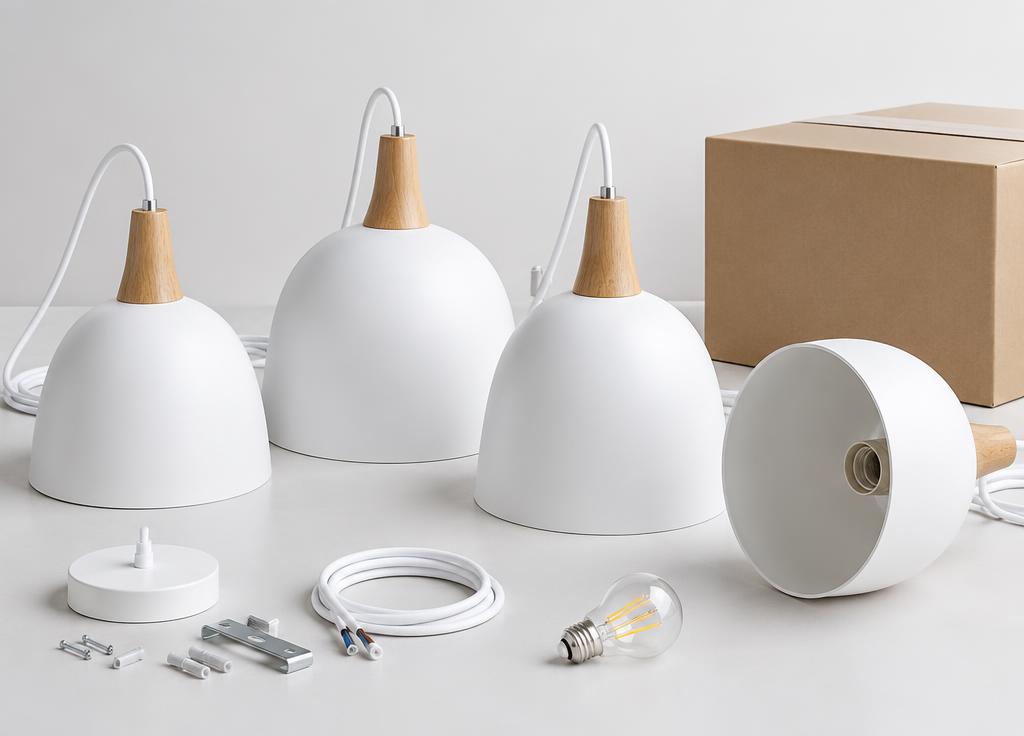 Illustratief beeld van Hanglamp met houten detail